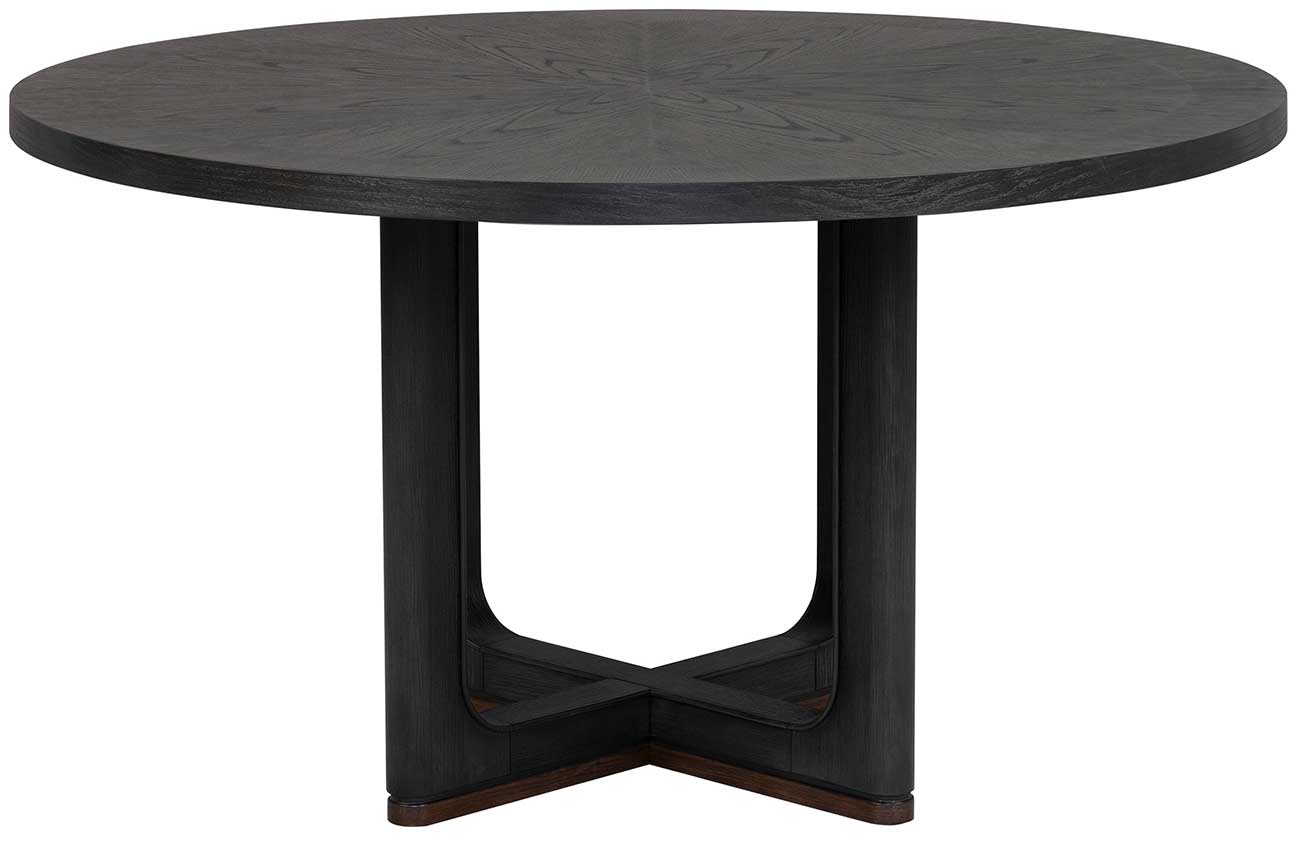 Angled view of Flexsteel Waterfall Round Dining Table in Black