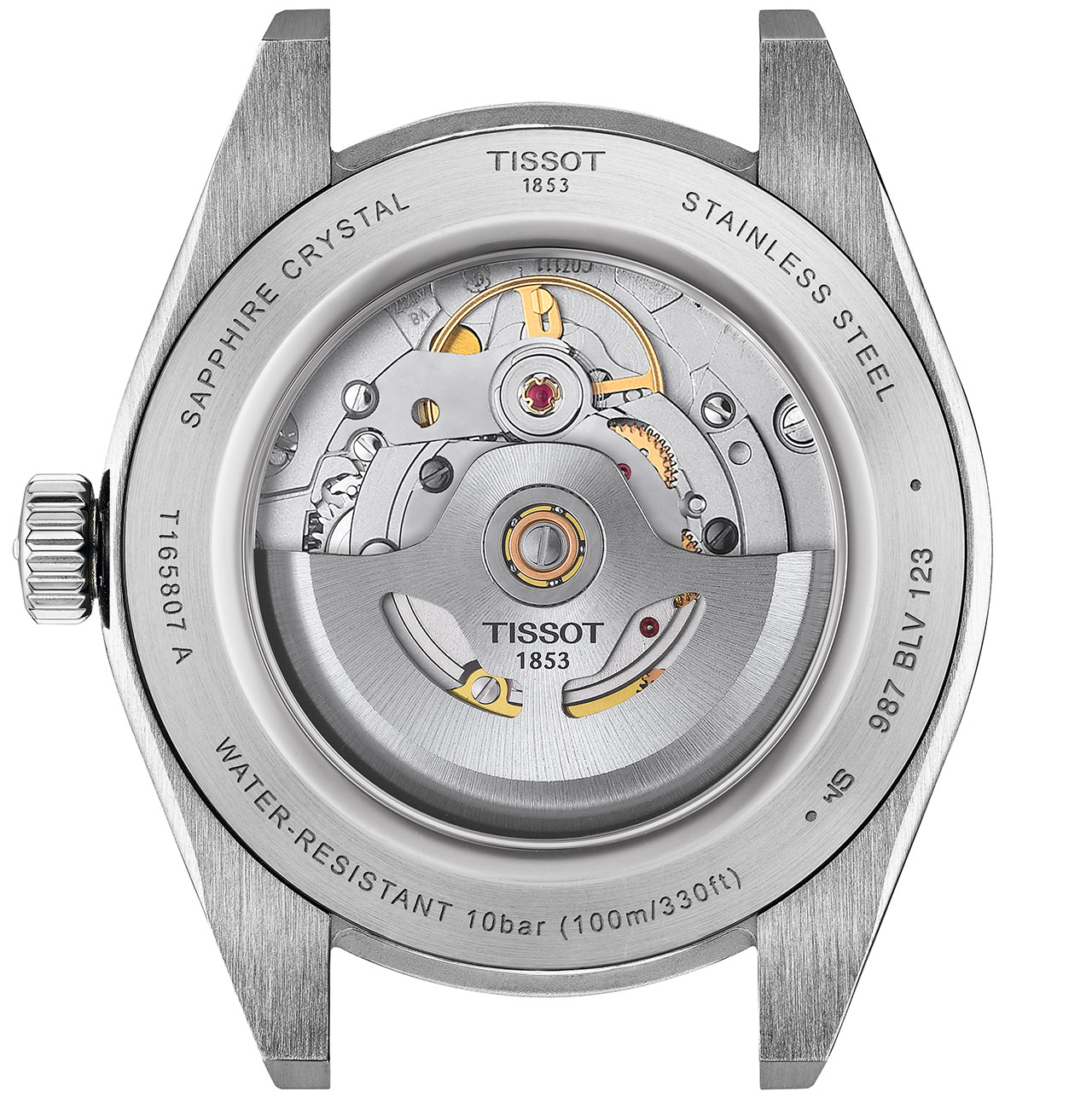View of Tissot Gentleman Watch exposed case back