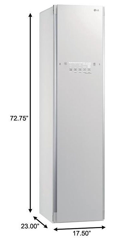 Left angle view of styler with dimensions