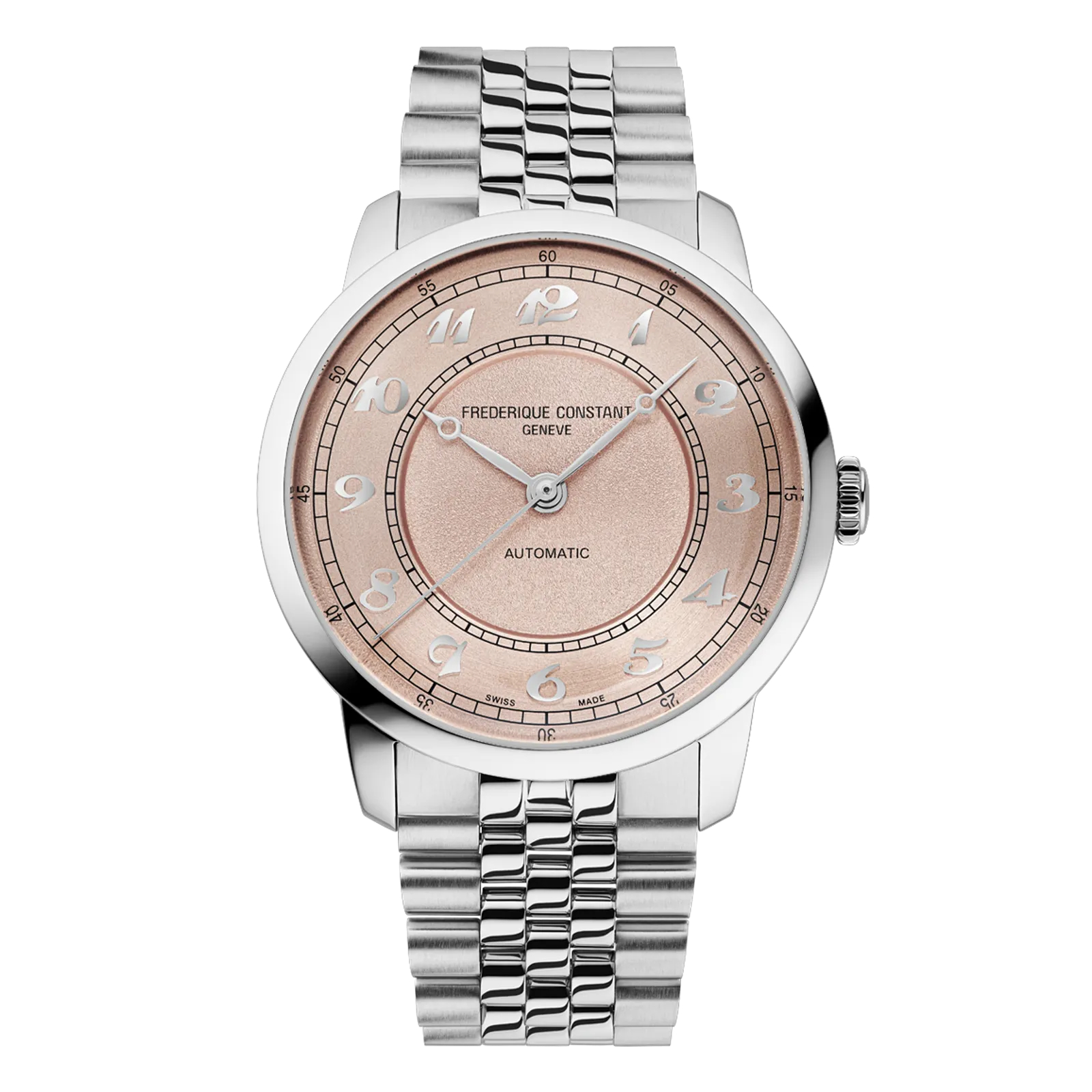 Men's watch with Salmon dial and Silver-Tone case and bracelet, main product view.