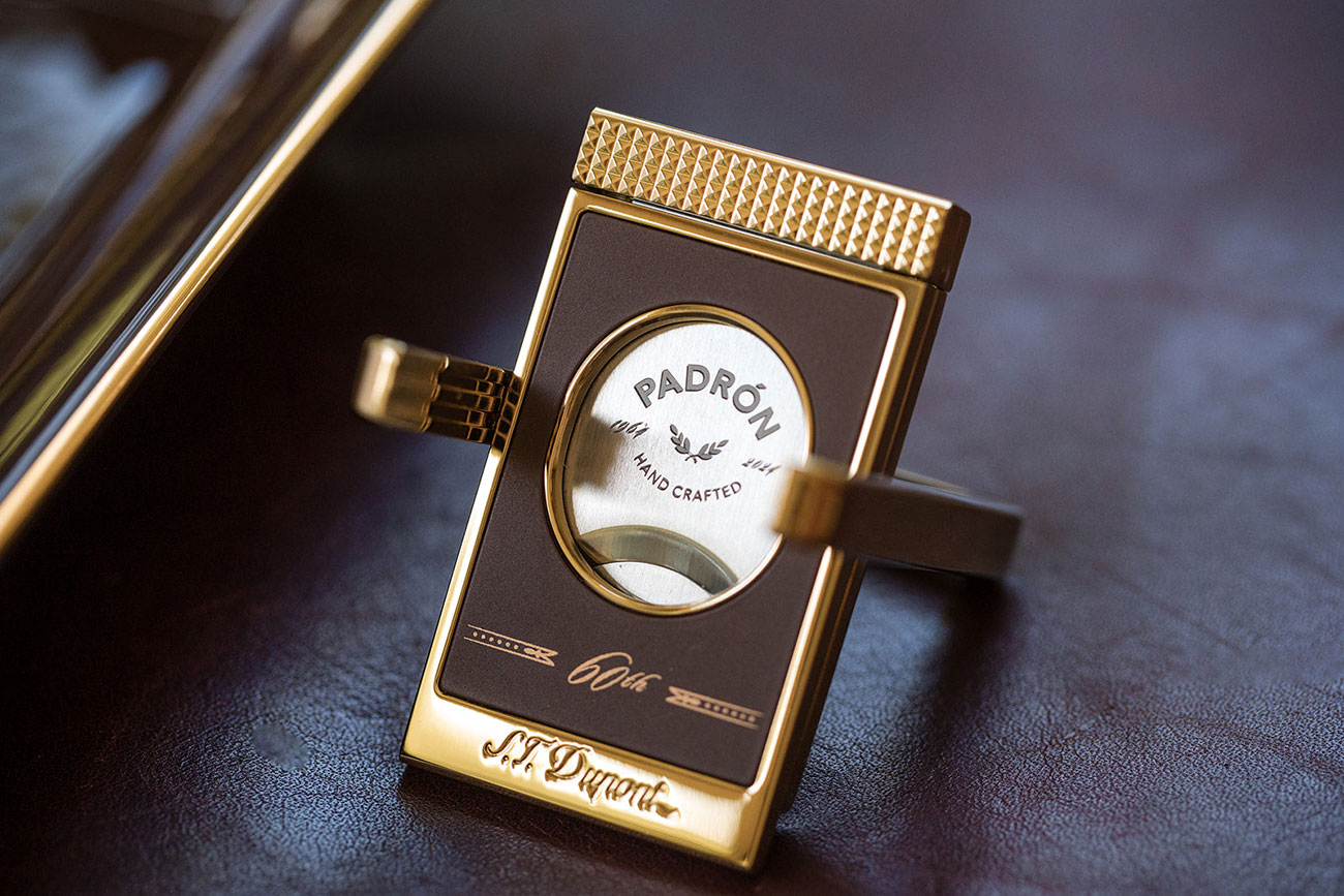 View of S.T. Dupont Padron Cigar Stand Cutter on table