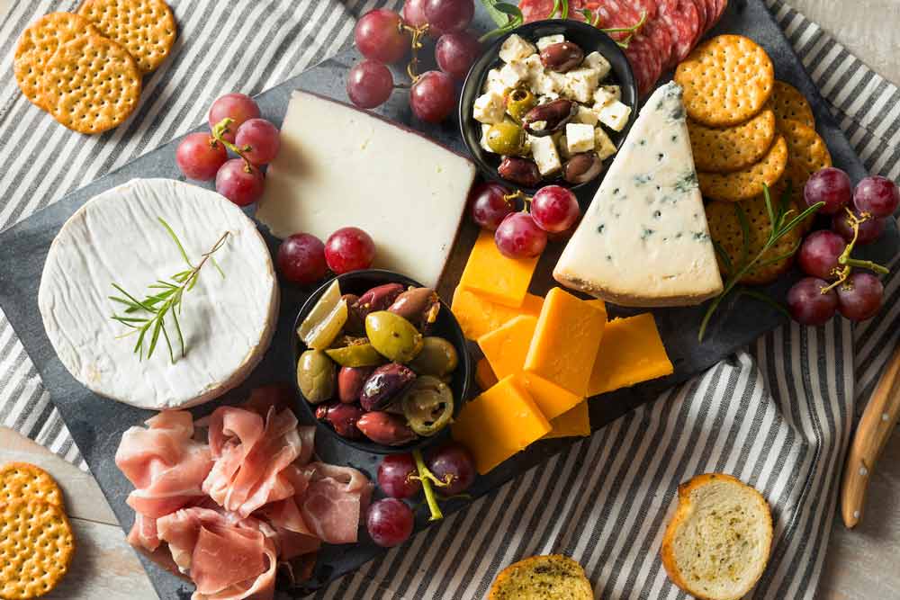cheese board with fruit