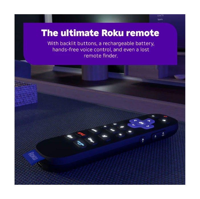 Front View of Roku Streaming Device Remote Feature