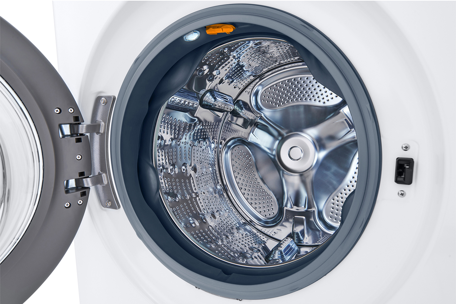 Close-up of washer drum interior.