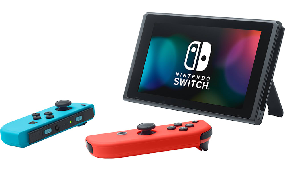 Dynamic view of the Nintendo Switch on frame stand