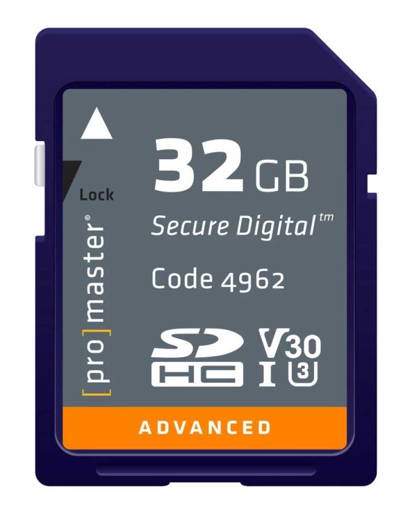 Large image of ProMaster 32GB Advanced SDXC UHS-I V30 Memory Card