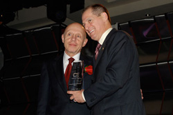 Bob Abt (left) accepting the Hall of Fame award
