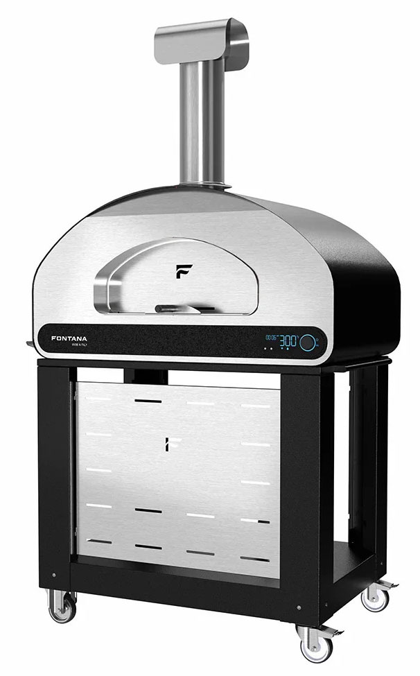 Angled View of Pizza Oven with Cart