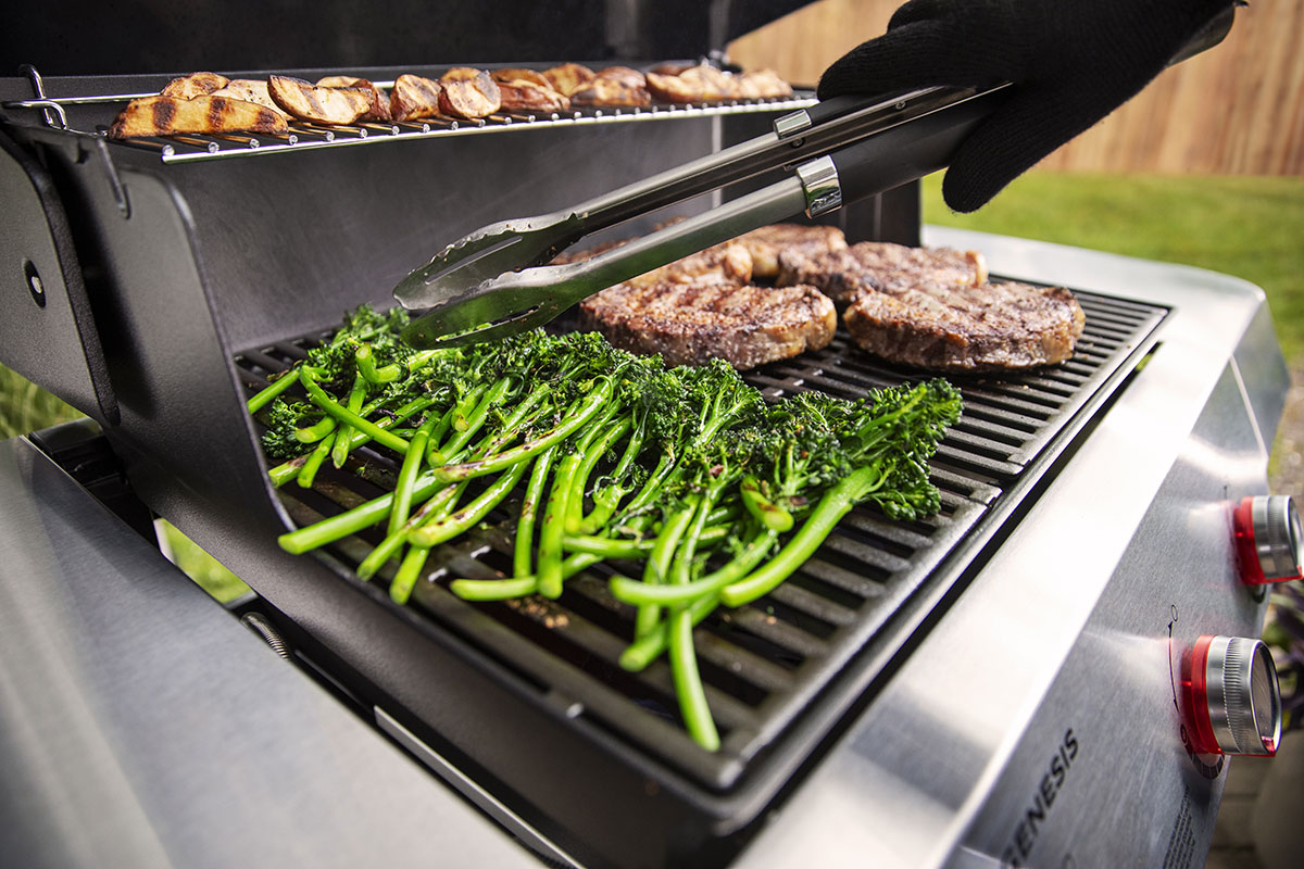 Angle view of cooked food.