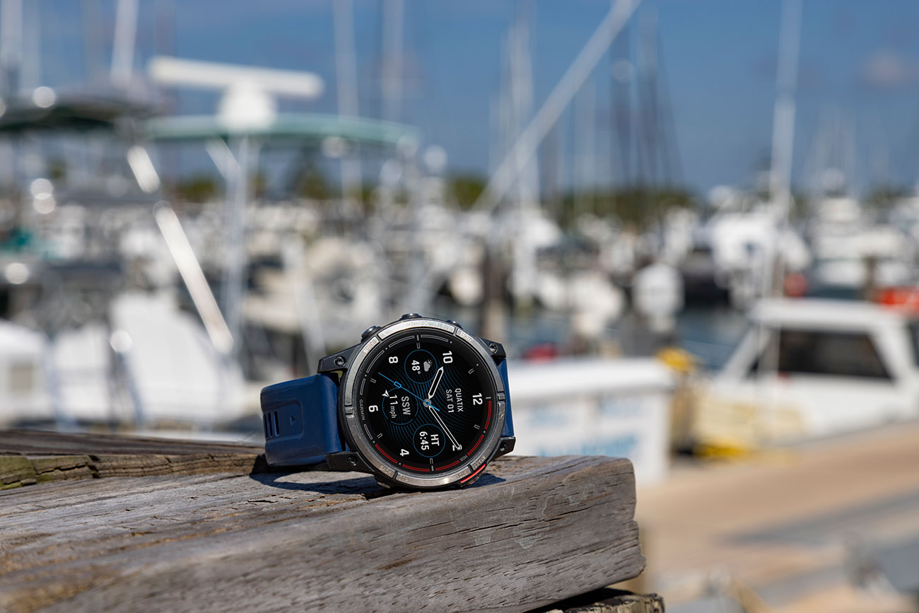 View of Garmin Watch at Boat Dock