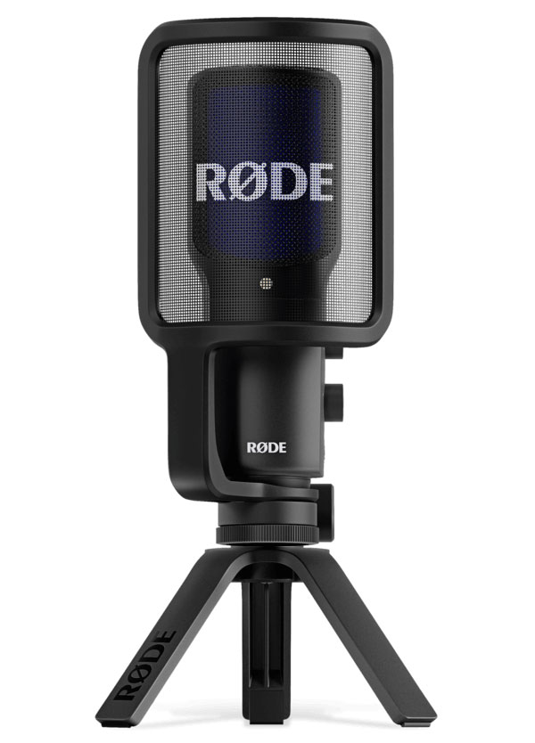 Front View Of The RODE NT-USB Plus Microphone USB Professional In Black Finish