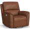 Flexsteel Henry Power Swivel Gliding Recliner with Power Headrest|Lumbar|Heat|Massage in Caramel Leather