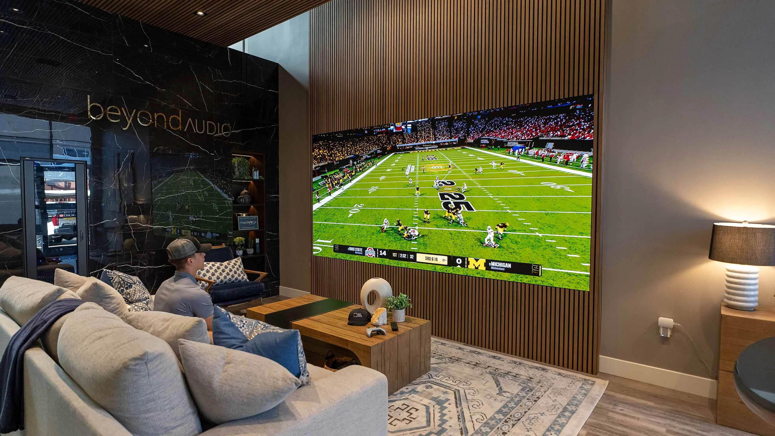 Football game on a 156 inch MicroLED display