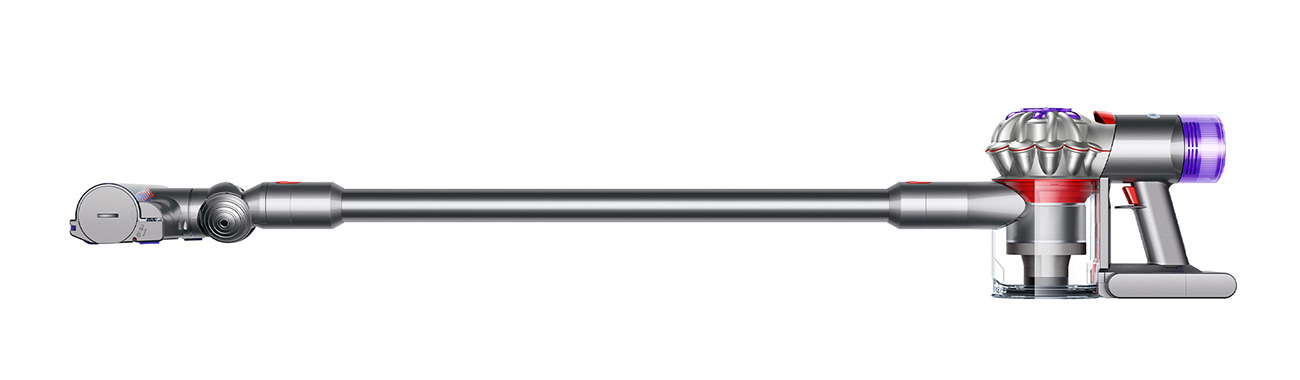Side of a Dyson V8 Cordless Stick Vacuum
