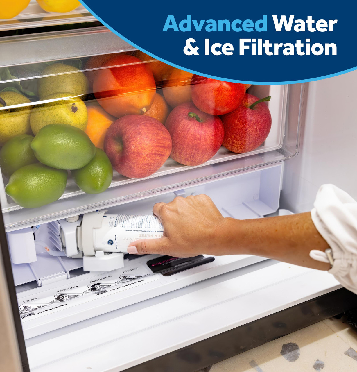 Filter view of GE Refrigerator