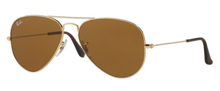 Large image of Ray-Ban Pilot Brown Classic B-15 Gold Sunglasses, 58mm