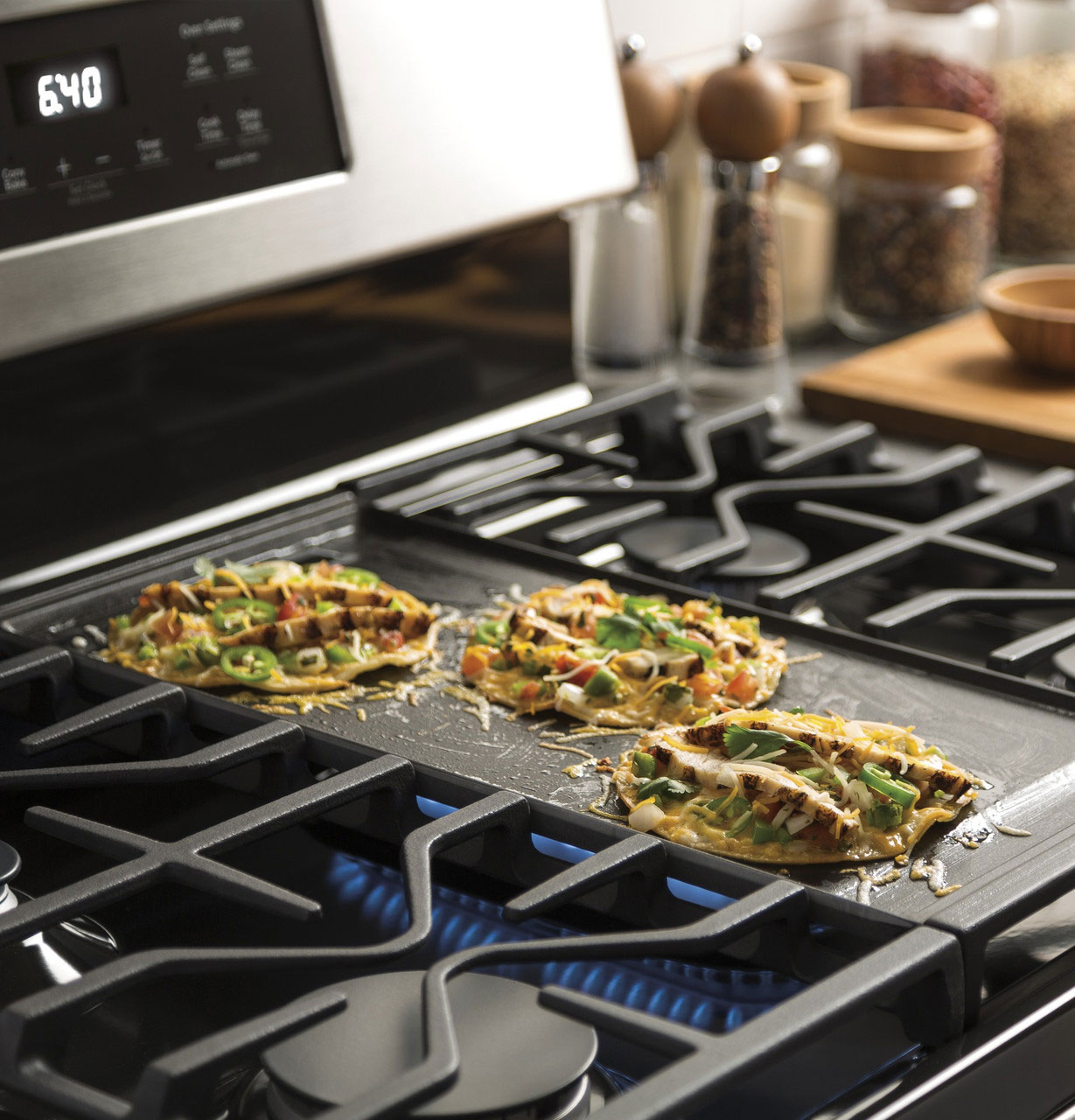 Griddle In Use View Of Ge Gas Range
