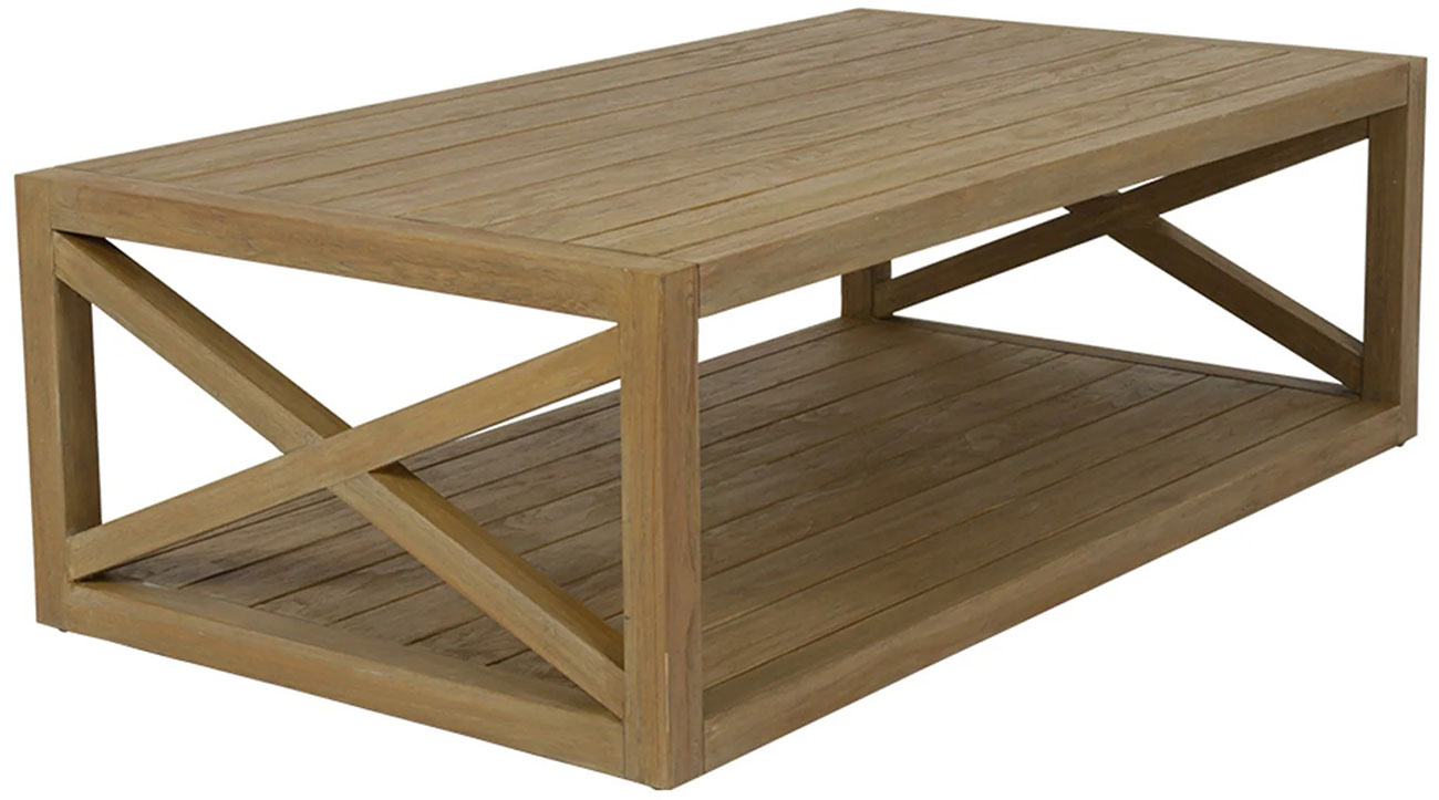 Sunset West Coastal Teak X Coffee Table in Coastal Teak