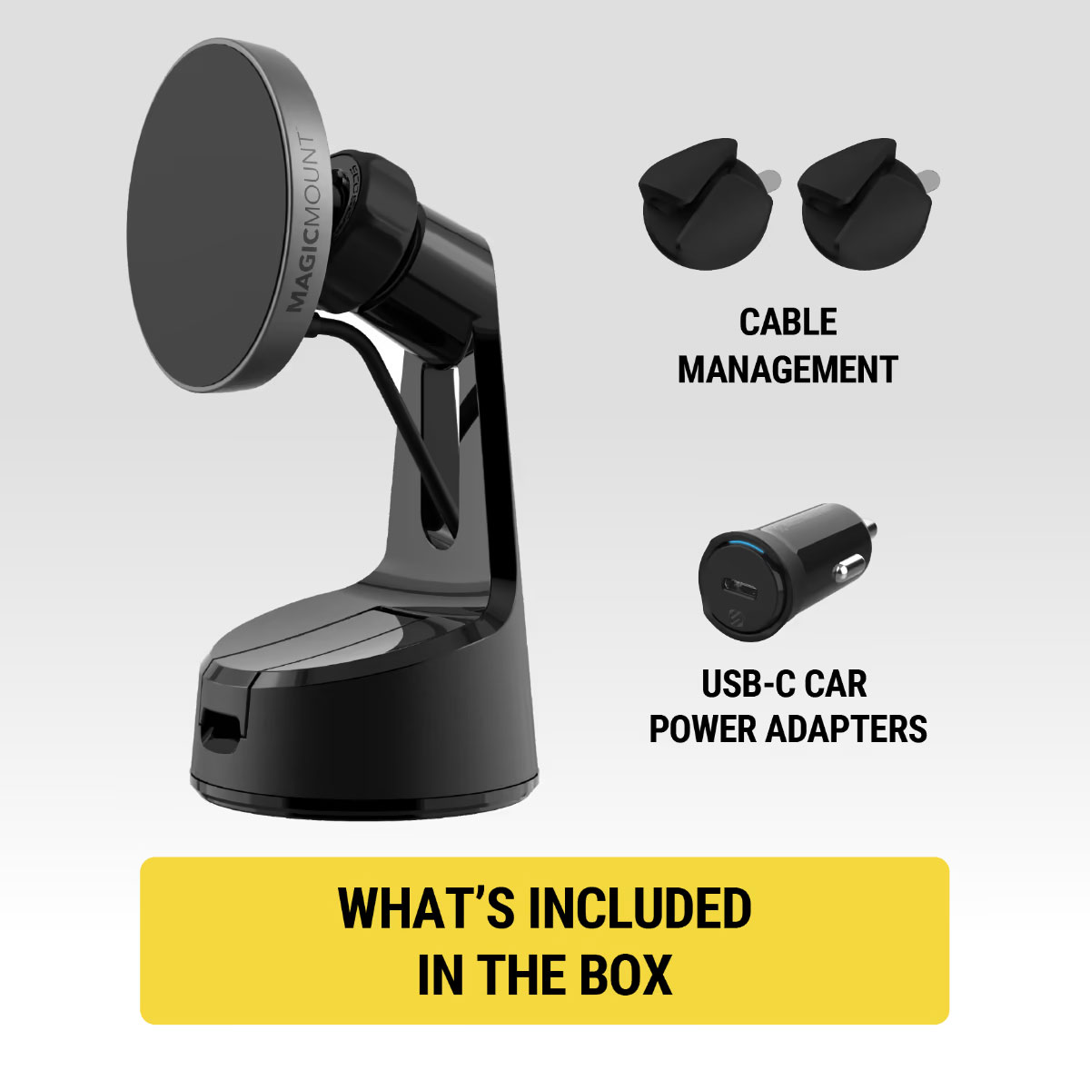 Infographic View of Scosche Phone Mount What's in the Box