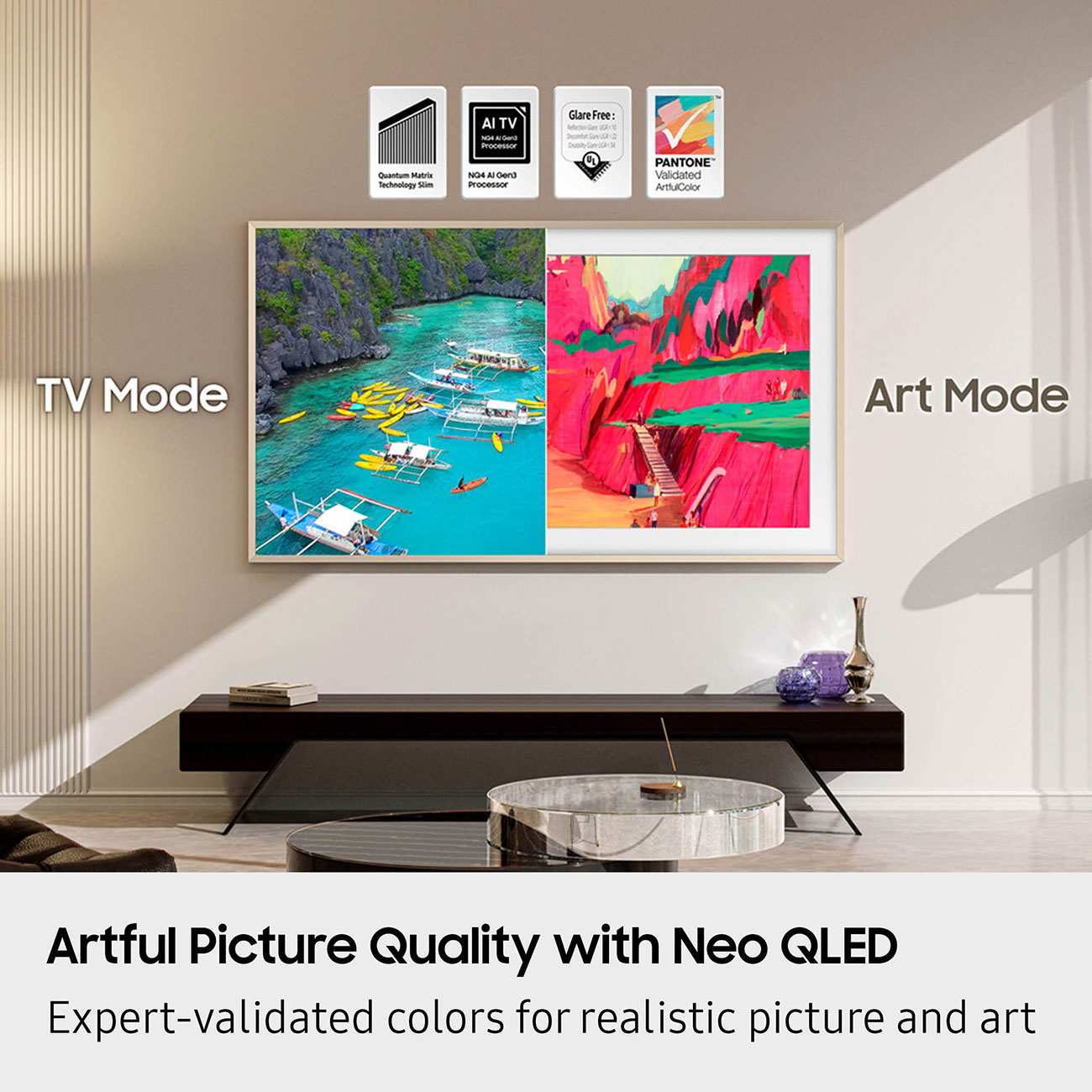 Infographic View of Samsung Neo QLED 4K Smart TV Art Mode Feature