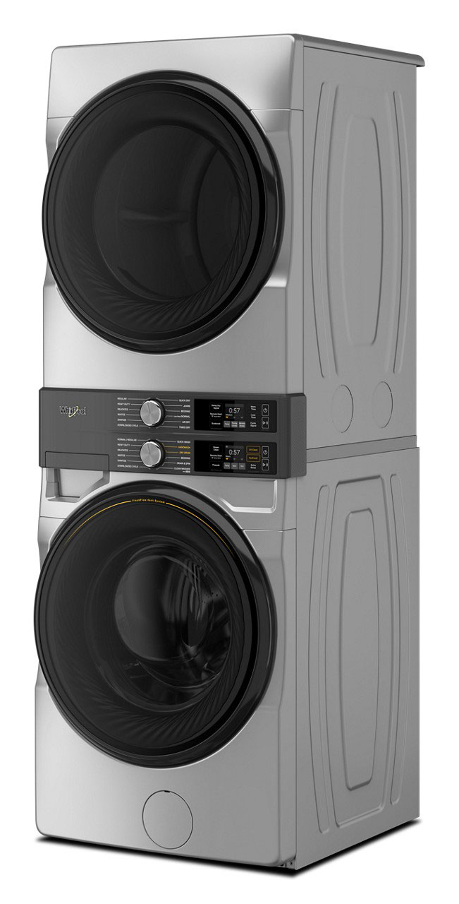 Angled Left View of Washer and Dryer Tower