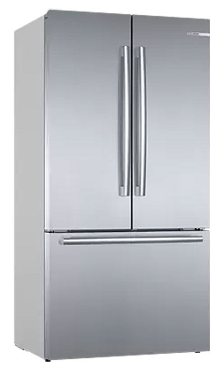 Closed Bosch 800 Series 36 Inch Counter-Depth Refrigerator from the Left
