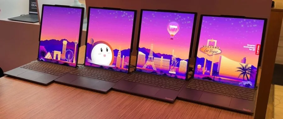 Lenovo laptops sitting on a desk