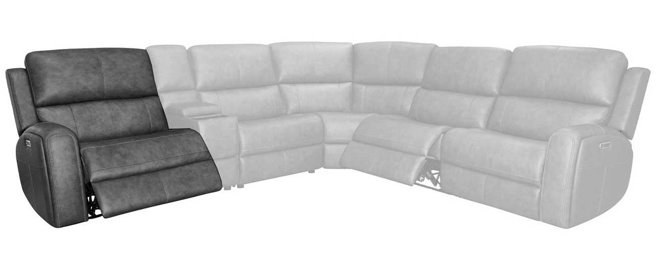 Flexsteel Linden LAF Power Recliner with Power Headrest and Lumbar in Charcoal Leather
