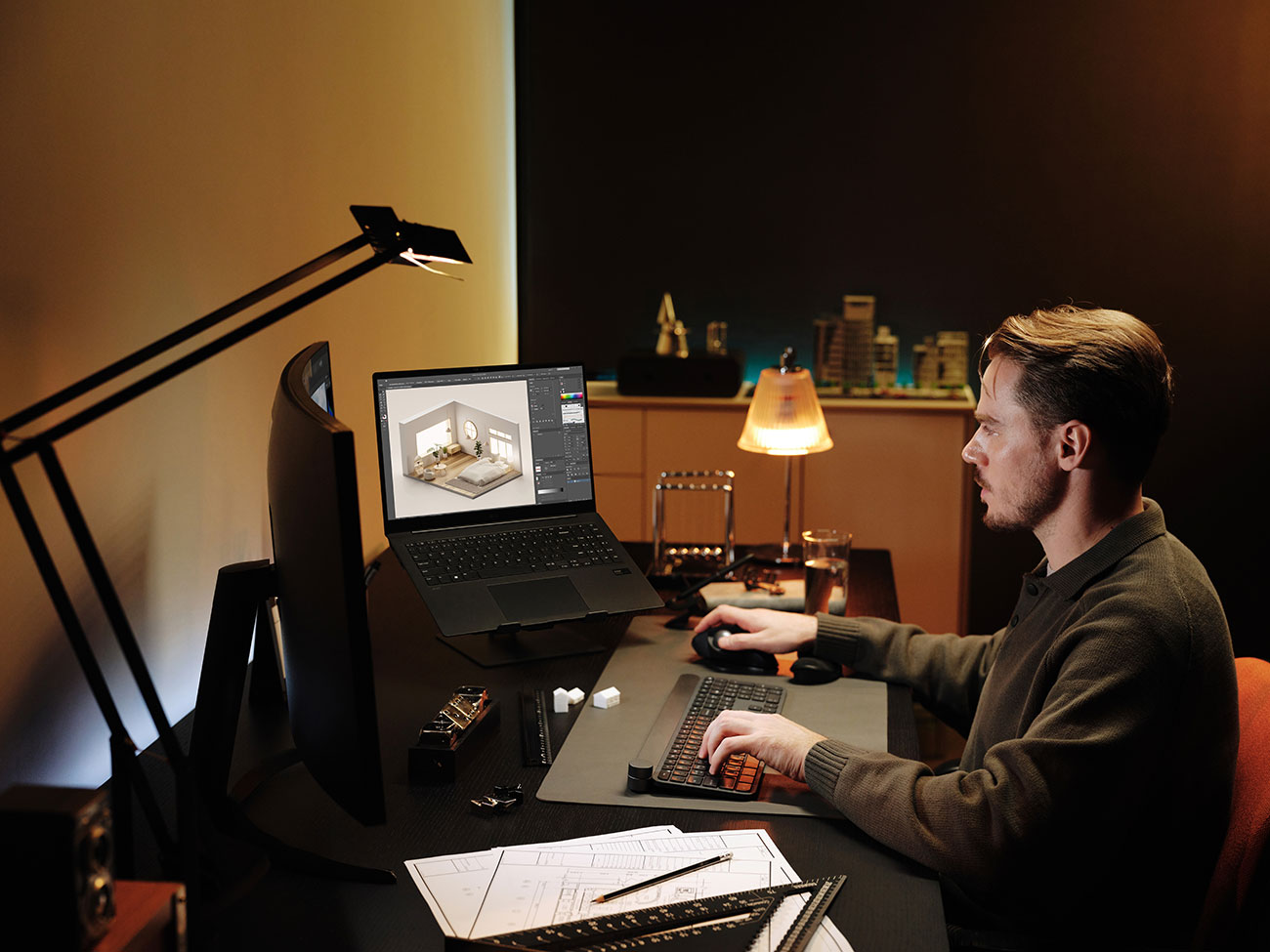 Man Using LG Laptop Indoors