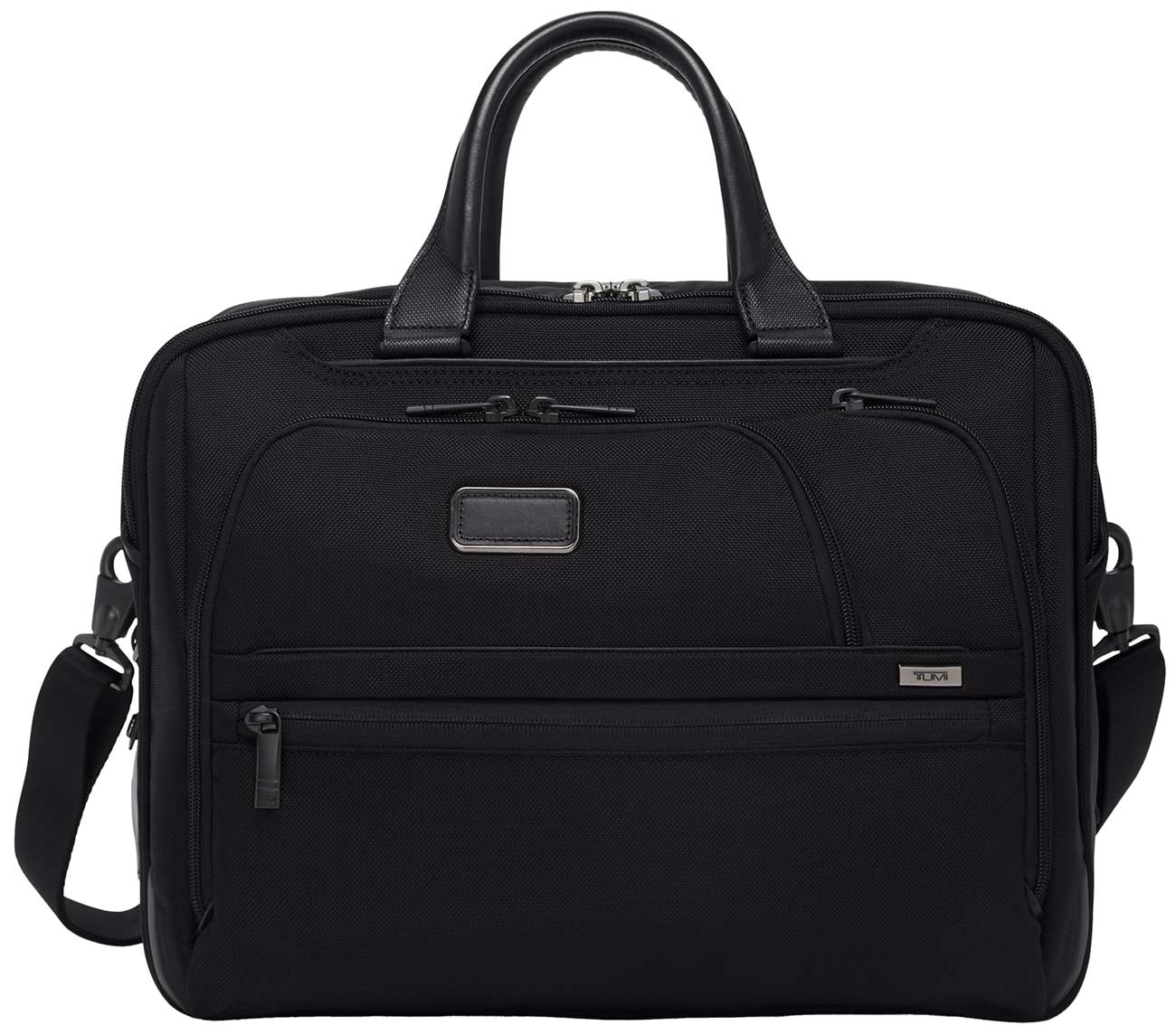 Front view of TUMI Alpha Medium Expandable Briefcase in Black