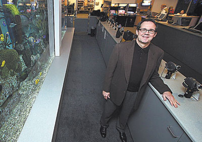Picture of an author at Abt by the camera section
