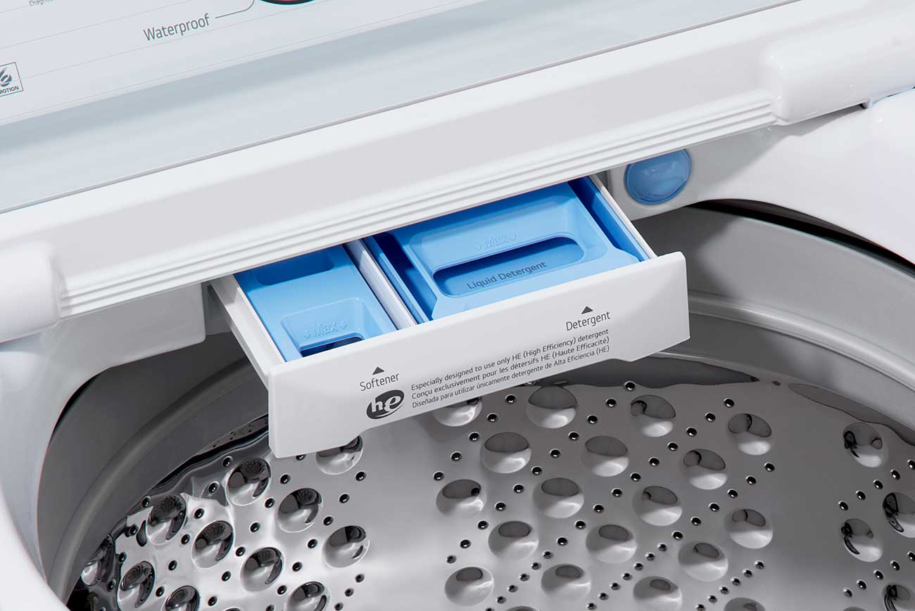 Close Up of Inner Detergent and Fabric Softener Dispenser for a LG 5 Cu. Ft. Top Load Washer WT7150CW
