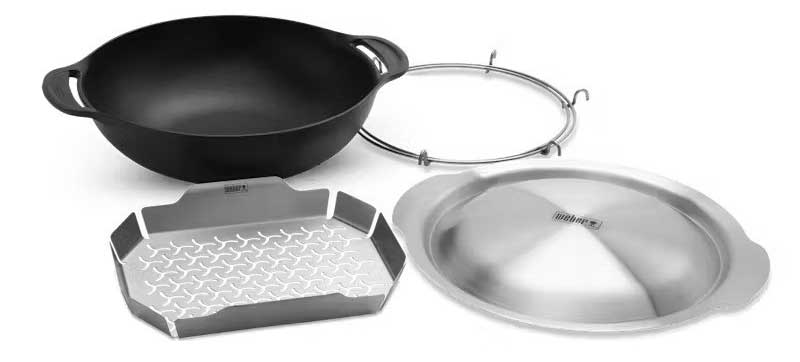 Front view of Wok & Steamer with Accessories