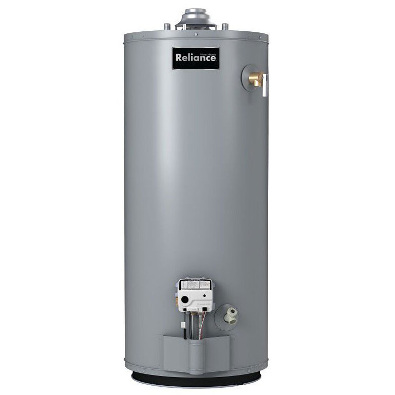 Front View of Reliance 40-Gallon Water Heater