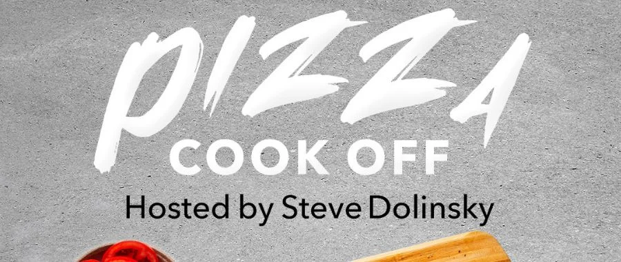 Pizza Cook Off header in white text on a gray slate