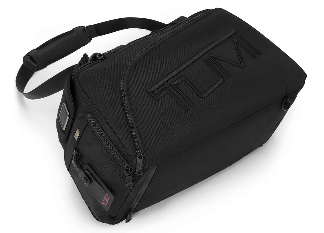 View of TUMI Golf Duffel laying on its side