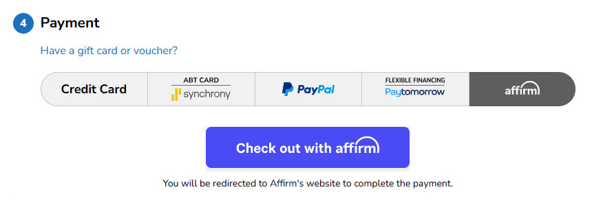 Affirm Payment Options
