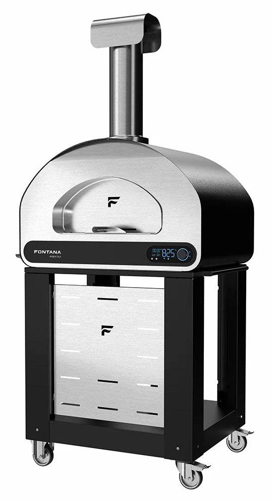Angled View of Pizza Oven with Cart