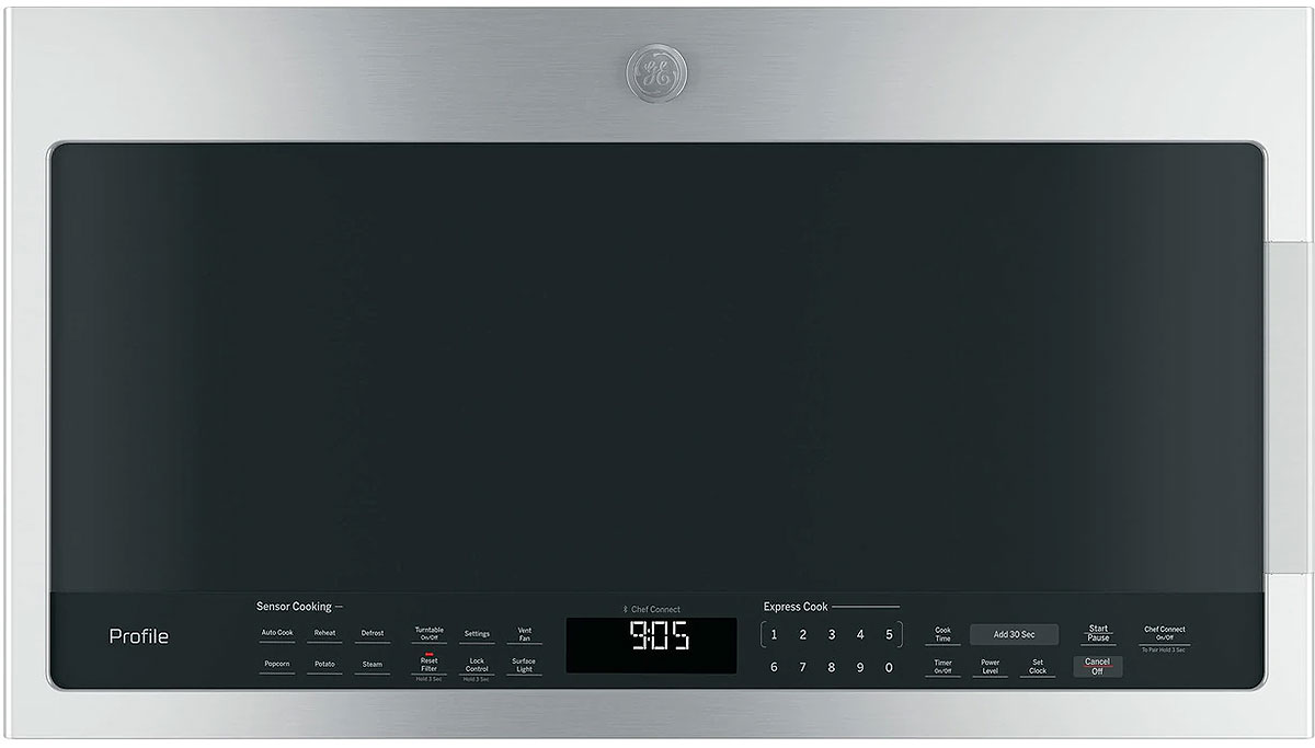 Front view of over the range microhood