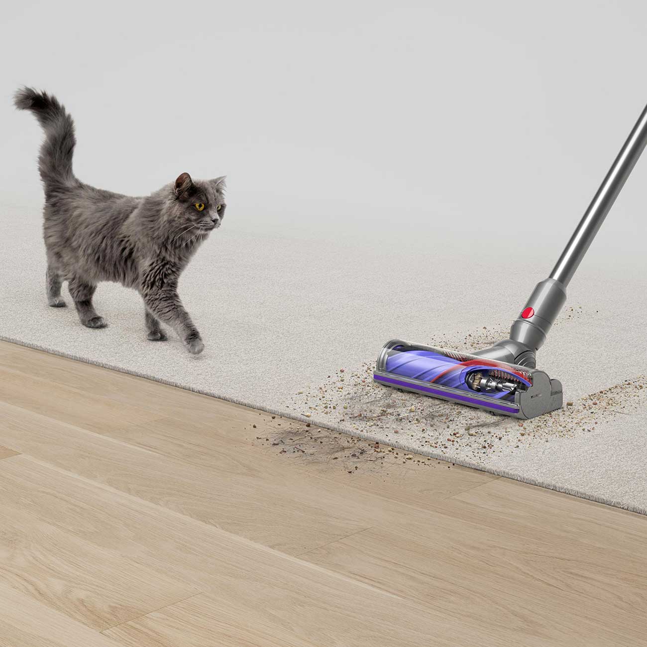 V12Detect Slim Stick Vacuum Cleaning Dirt Detail 1