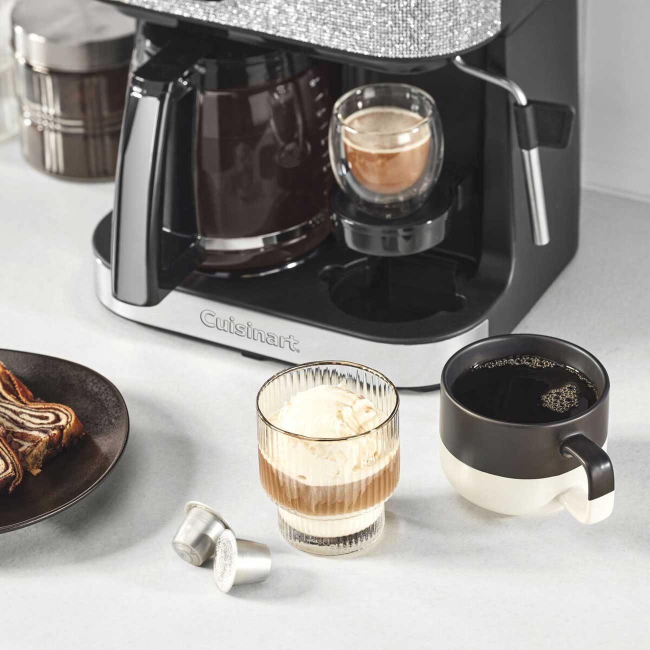 Front View of Cuisinart Coffee Maker on Counter with Food
