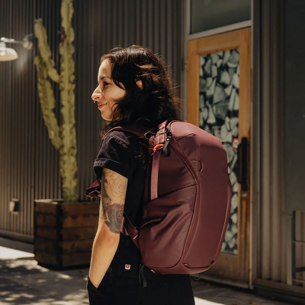 Woman Carrying Peak Design Backpack Outdoors