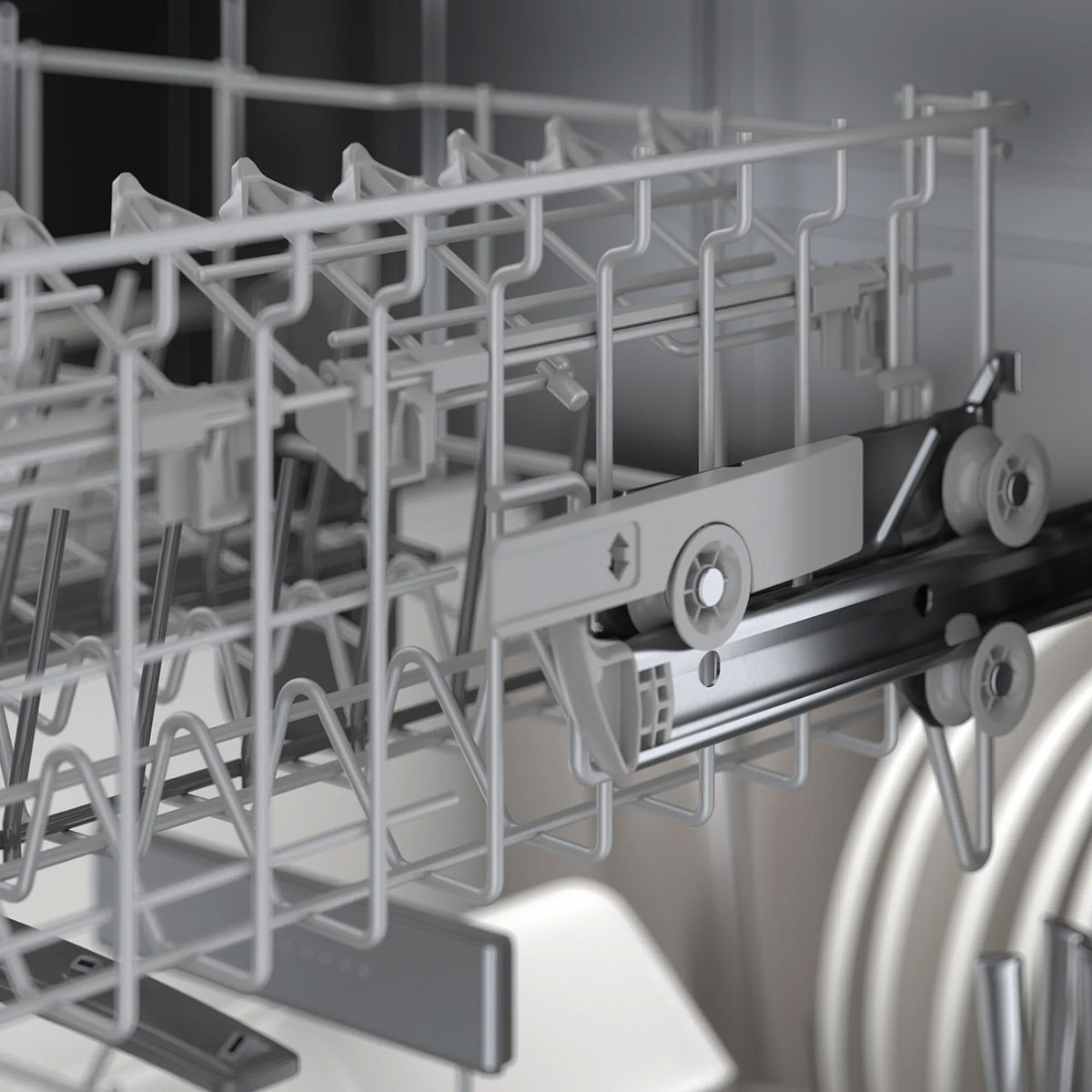 Close-up of rack glides.
