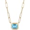 Goshwara Manhattan Pendant with Emerald Cut Bezel Set Blue Topaz in 18K Yellow Gold
