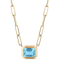 Goshwara Manhattan Pendant with Emerald Cut Bezel Set Blue Topaz in 18K Yellow Gold
