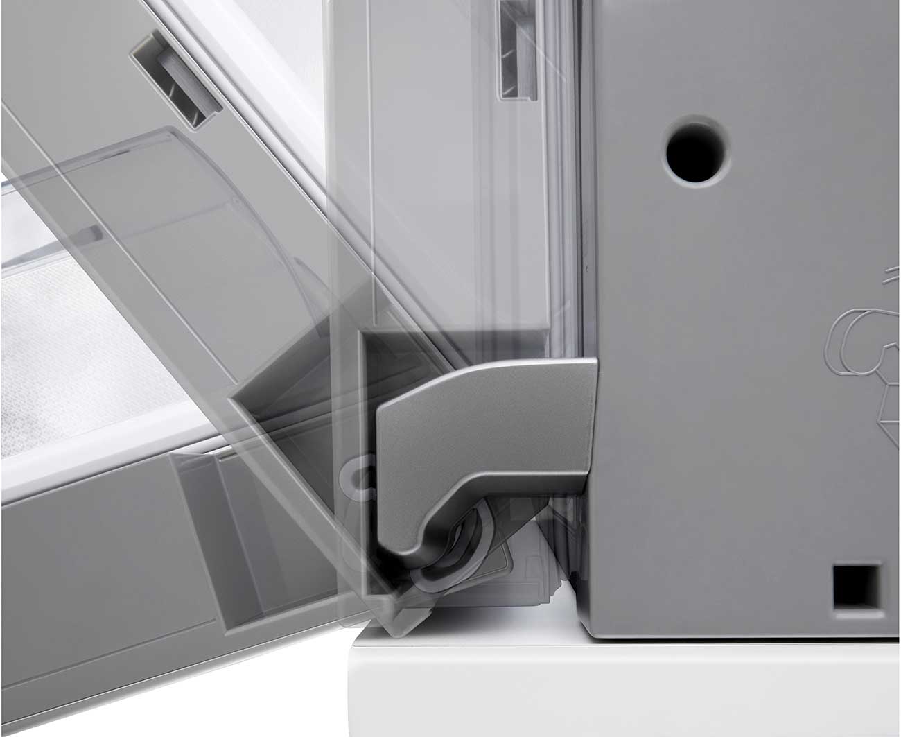 Hinge view of LG French Door Refrigerator