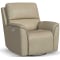 Flexsteel Henry Power Swivel Gliding Recliner with Power Headrest|Lumbar|Heat|Massage in Beige Leather