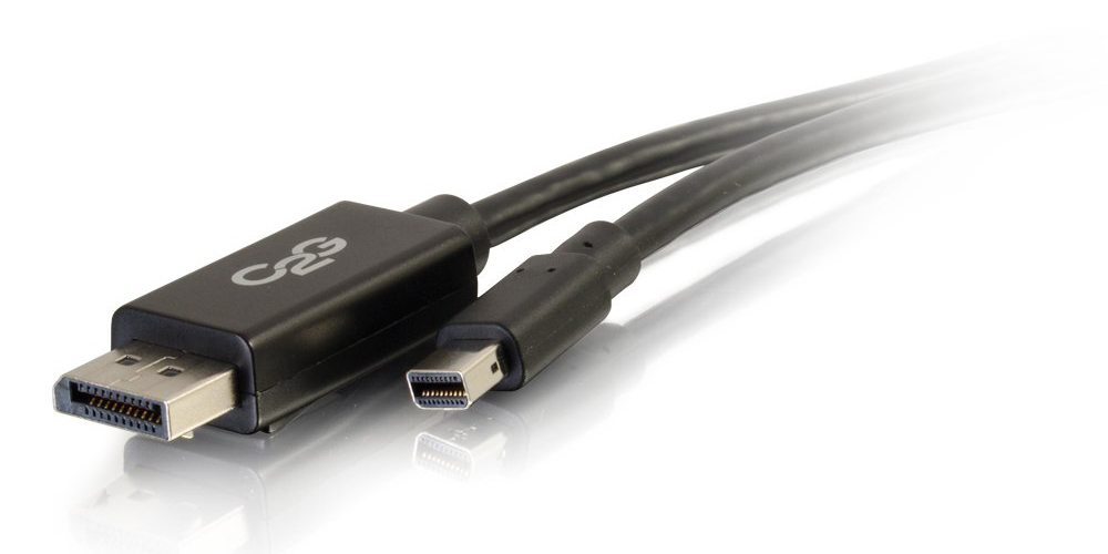 Displayport Cable close up showing two connector types