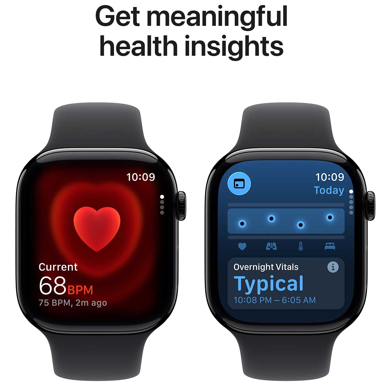 Apple Watch Series 11 GPS 46mm Jet Black Aluminum Case with M/L Black Sport Band Health Detail