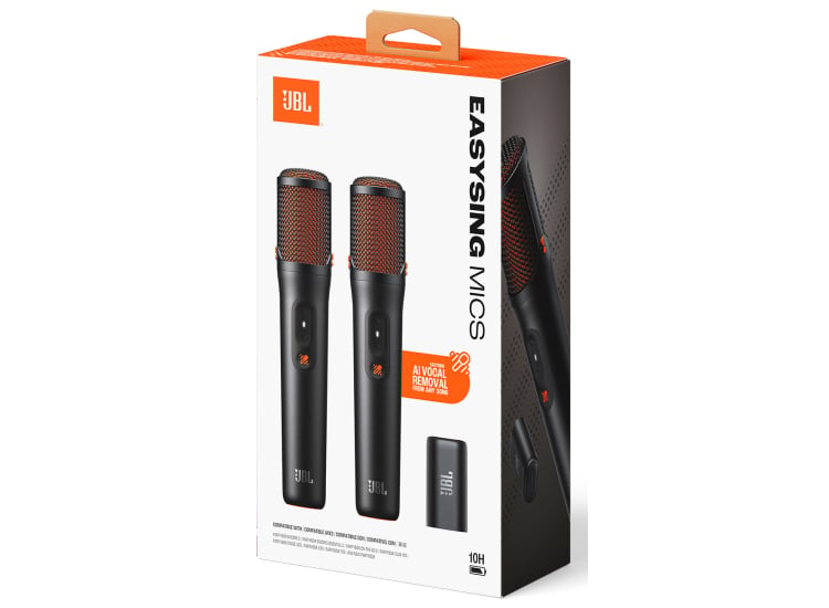 JBL EasySing Mics Two Wireless AI Powered Microphones, Black